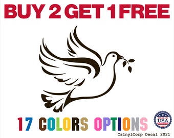 Dove Peace Symbol Vinyl decal Car window, mirror, bumper, laptop, windshield, cornhole sticker ( BUY 2 GET 1 FREE)