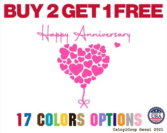 Happy Anniversary heart design candle Vinyl Decal - Anniversary Gift - Wedding Gift (BUY 2 GET 1 FREE)