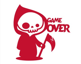 Game Over Grim Reaper Vinyl decal Car window, mirror, bumper, laptop, windshield, cornhole sticker ( BUY 2 GET 1 FREE)