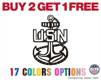 Us Navy Anchor Premium Waterproof Vinyl Decal Stickers for Laptop Phone Car Window Bumper Mug Cup Door Wall (BUY 2 GET 1 FREE)