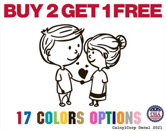 Couple Love Line Premium Waterproof Vinyl Decal Stickers for Laptop Phone Car Window Bumper Mug Cup Door Wall (BUY 2 GET 1 FREE)