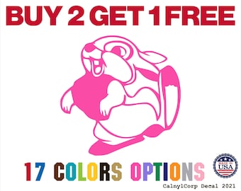 Thumper Rabbit Premium Waterproof Vinyl Decal Stickers for Laptop Phone Car Window Bumper Mug Cup Door Wall (BUY 2 GET 1 FREE)