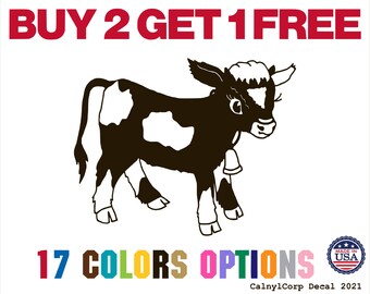 Cute Baby Cow Premium Waterproof Vinyl Decal Stickers for Laptop Phone Car Window Bumper Mug Cup Door Wall (BUY 2 GET 1 FREE)