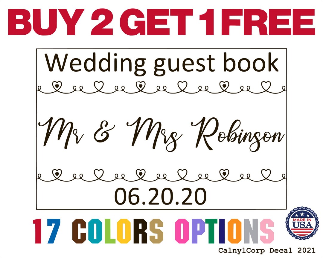 Personalised Wedding Guest Book Vinyl Decal Wedding Decor Etsy