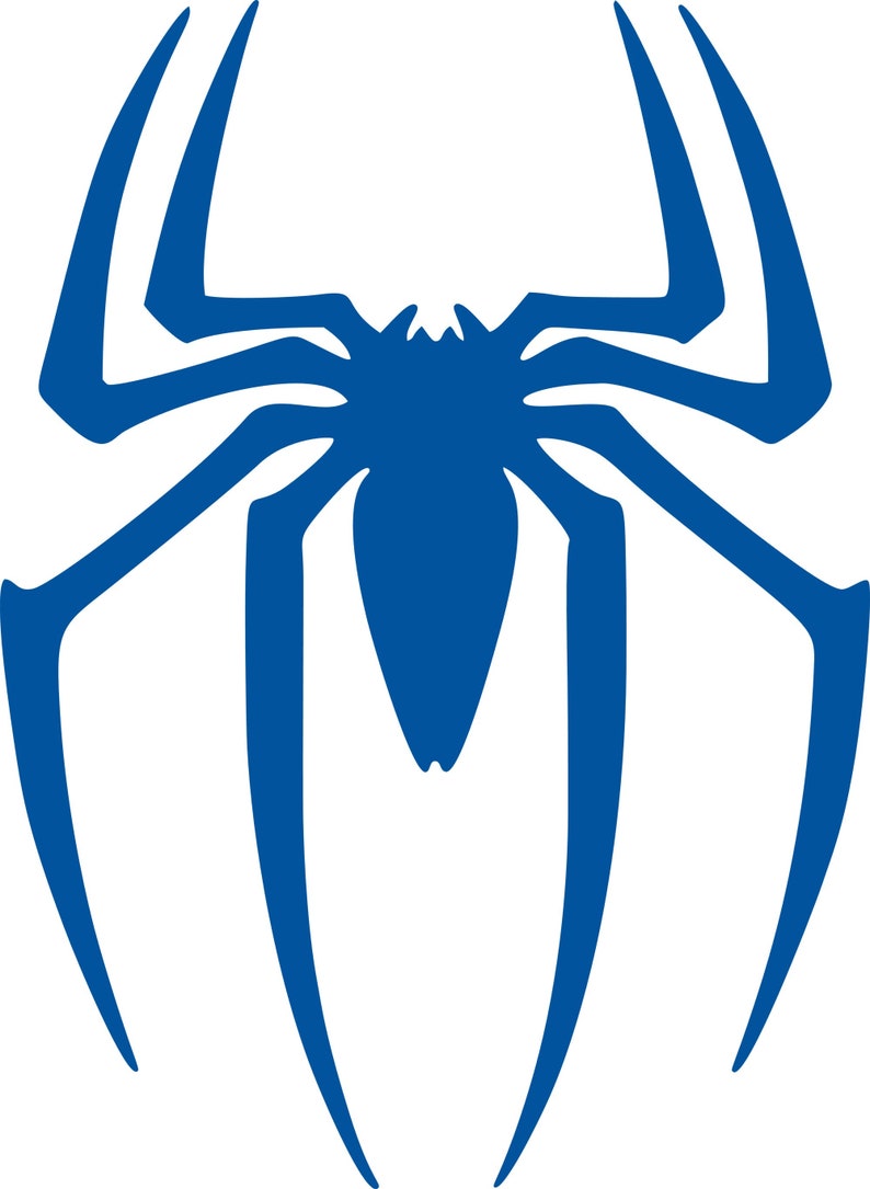 May include: A blue spider logo with eight elongated legs and a central body. The spider design is a solid, stylized graphic, set against a white background. The legs curve outward, creating a symmetrical shape.