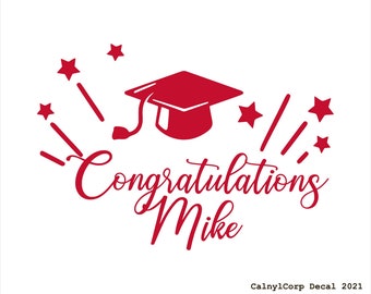 Graduation with Name Premium Waterproof Vinyl Decal Stickers for Laptop Phone Car Window Bumper Mug Cup Door Wall (BUY 2 GET 1 FREE)