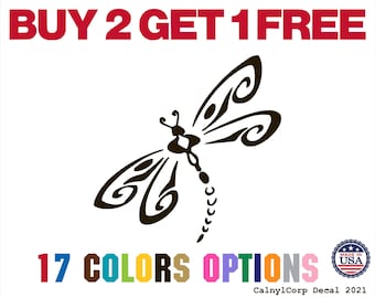 Dragonfly Premium Waterproof Vinyl Decal Stickers for Laptop Phone Car Window Bumper Mug Cup Door Wall (BUY 2 GET 1 FREE)