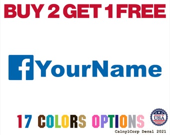 Custom Facebook Name Vinyl Decal -Personalized Username Sticker - Vinyl Car Decal - Social Media Car Vinyl Decal Sticker(BUY 2 GET 1 FREE)