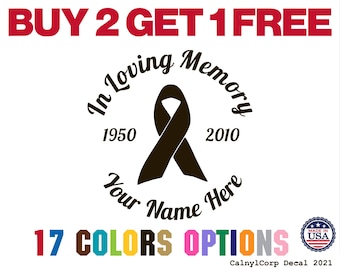 In Loving Memory Ribbon Premium Waterproof Vinyl Decal Stickers for Laptop Phone Car Window Bumper Mug Cup Door Wall (BUY 2 GET 1 FREE)