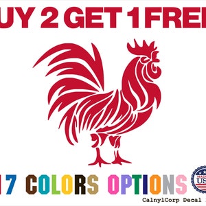 Cute Rooster Premium Waterproof Vinyl Decal Stickers for Laptop Phone Car Window Bumper Mug Cup Door Wall (BUY 2 GET 1 FREE)