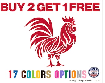 Cute Rooster Premium Waterproof Vinyl Decal Stickers for Laptop Phone Car Window Bumper Mug Cup Door Wall (BUY 2 GET 1 FREE)