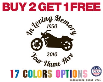In Loving Memory Custom Motorcycle Premium Waterproof Vinyl Decal Stickers for Phone Car Window Bumper Mug Cup Door Wall (BUY 2 GET 1 FREE)