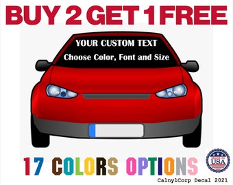 Customizable Text Windshield Decal Sticker - Personalized Banner (Buy 2 Get 1 Free)
