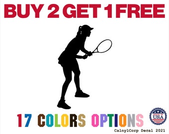 Female Tennis Premium Waterproof Vinyl Decal Stickers for Laptop Phone Car Window Bumper Mug Cup Door Wall (BUY 2 GET 1 FREE)