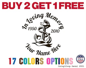 In Loving Memory Anchor Premium Waterproof Vinyl Decal Stickers for Phone Car Window Bumper Mug Cup Door Wall (BUY 2 GET 1 FREE)