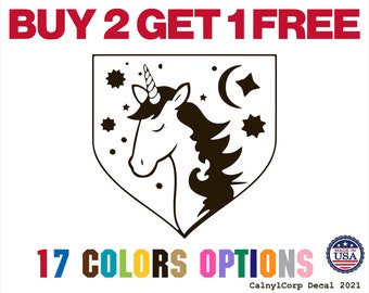 Unicorn The Horse Horn Premium Waterproof Vinyl Decal Stickers for Laptop Phone Car Window Bumper Mug Cup Door Wall (BUY 2 GET 1 FREE)