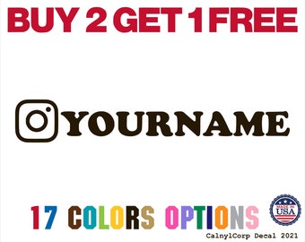 Custom Instagram Name Premium Waterproof Vinyl Decal Stickers for Laptop Phone Car Bumper Mug Cup Door Wall (BUY 2 GET 1 FREE)