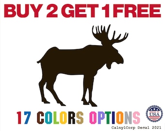 Moose Premium Waterproof Vinyl Decal Stickers for Laptop Phone Car Window Bumper Mug Cup Door Wall (BUY 2 GET 1 FREE)