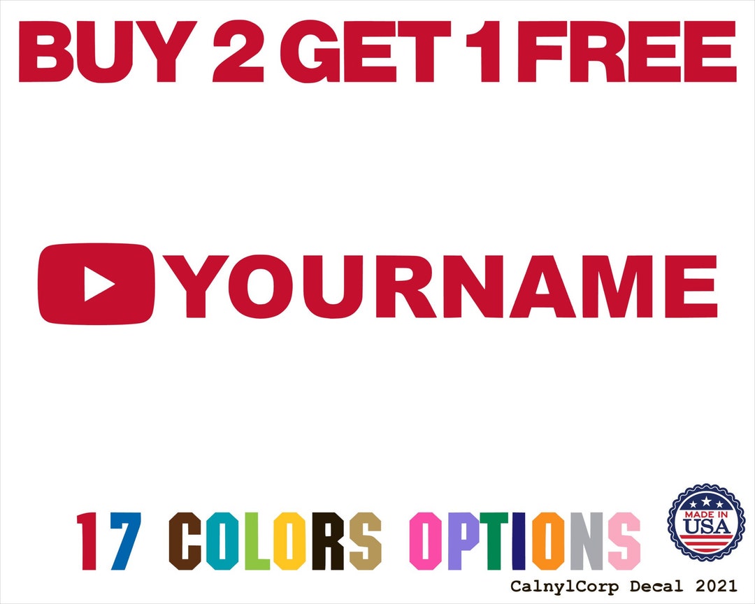 Custom Youtube Channel Name Vinyl Decal-personalized Channel Username ...