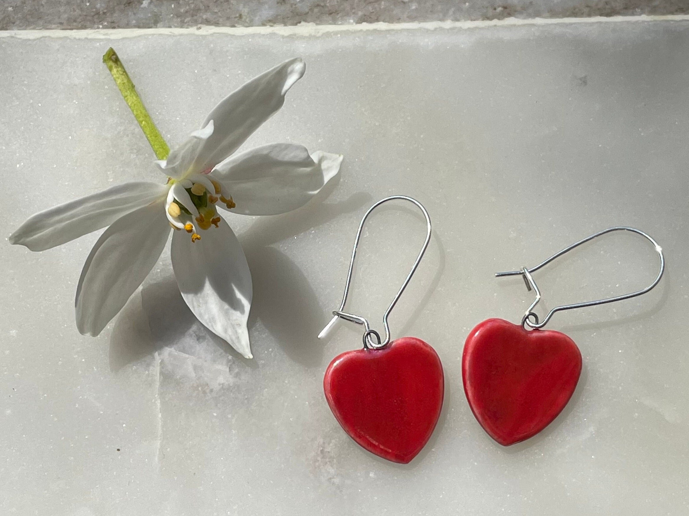 Orecchini A Cuore Fatti A Mano Per Donna - Rosso E Rosa Con Perline - Ipoallergenici - Regalo San Valentino