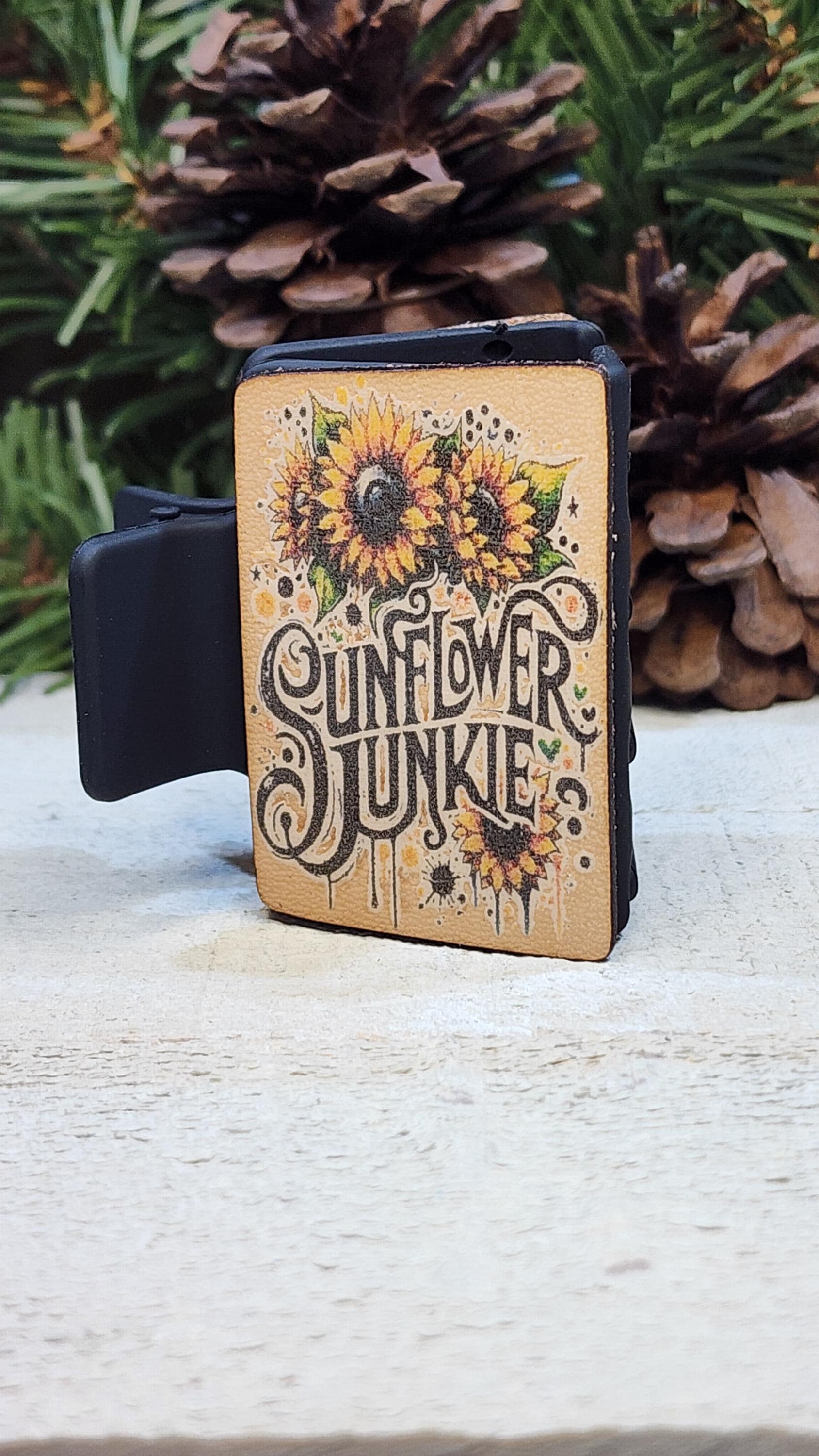 Handmade Leather Sunflower Junkie Hair Claw Clip - Small 