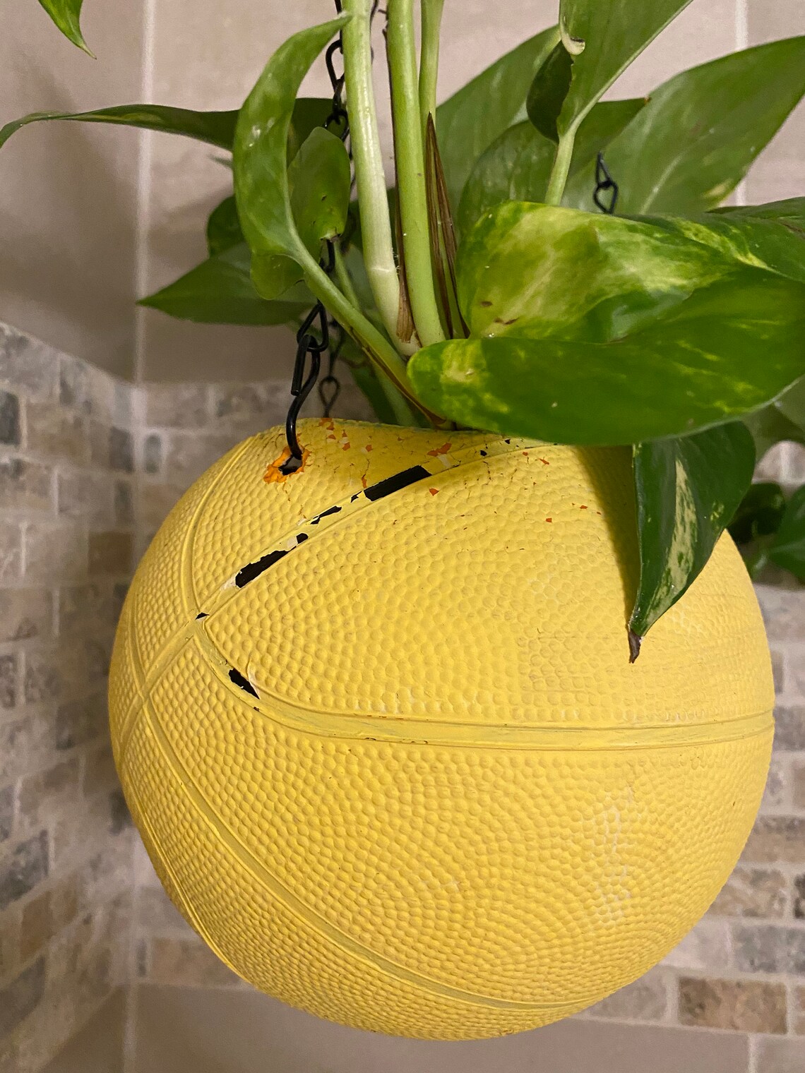 Vintage painted basketball planter Etsy