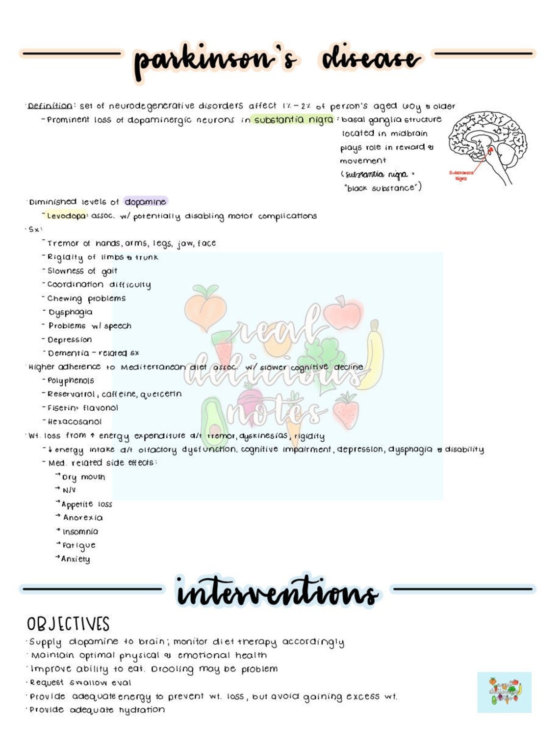 Parkinson's Disease Nutrition and Dietetics - Etsy