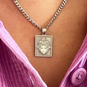 Sterling Silver Medusa Necklace: Greek Mythology Serpent Pendant