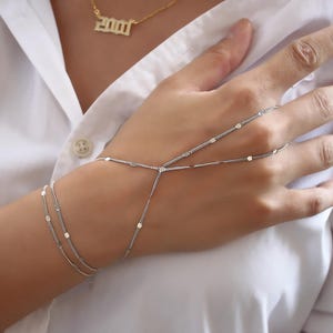 Hand Chain Bracelet 925 Sterling Silver, Finger Jewelry