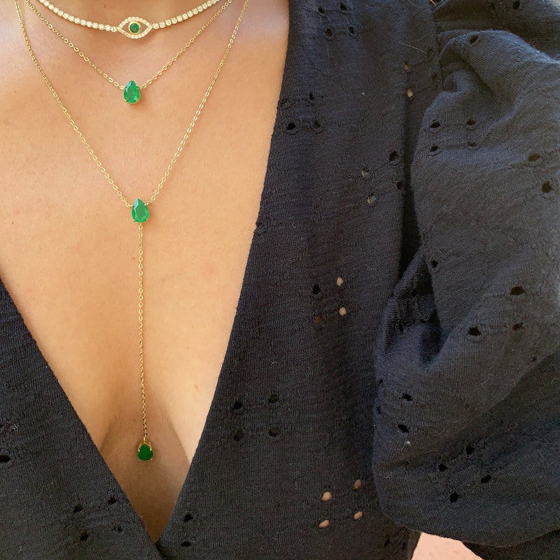 Green + Silver Penny Necklace