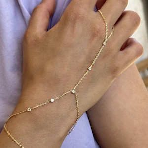 Goldenes Handkettenarmband für Frauen – zierliches 925 Sterlingsilber-Sklavenarmband – minimalistisches Fingerarmband – verstellbarer, zierlicher Schmuck