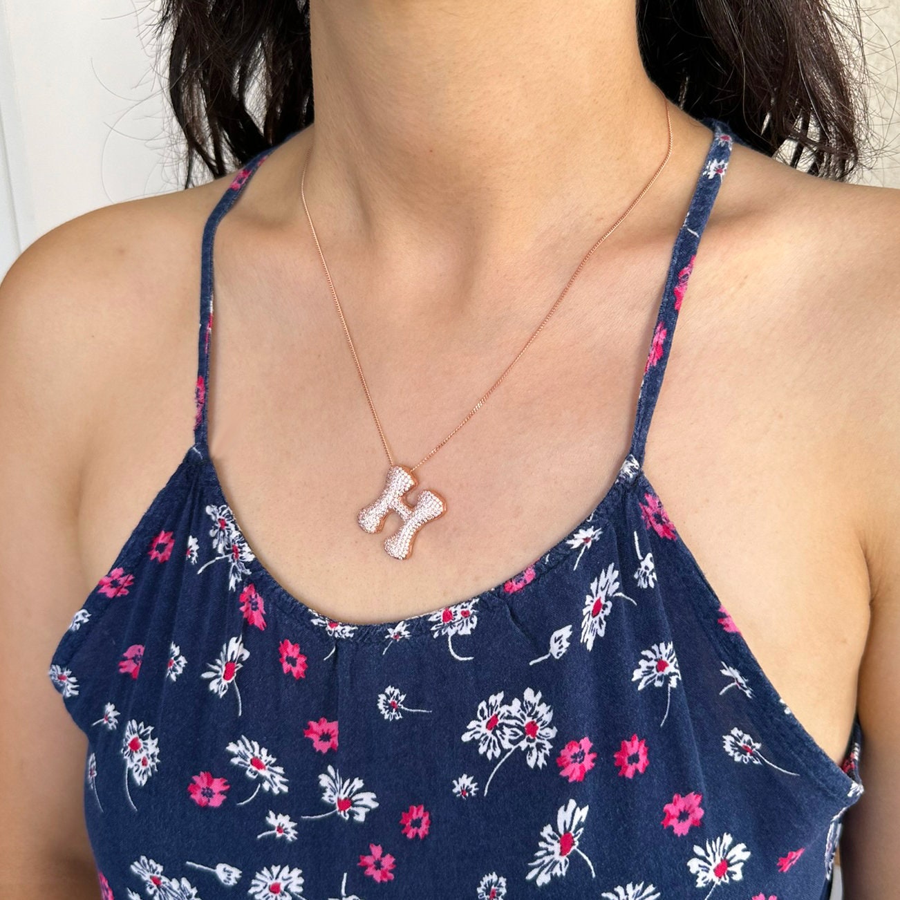 Elegant 925 Sterling Silver Bubble Letter Women's Necklace - Custom Initial Jewelry