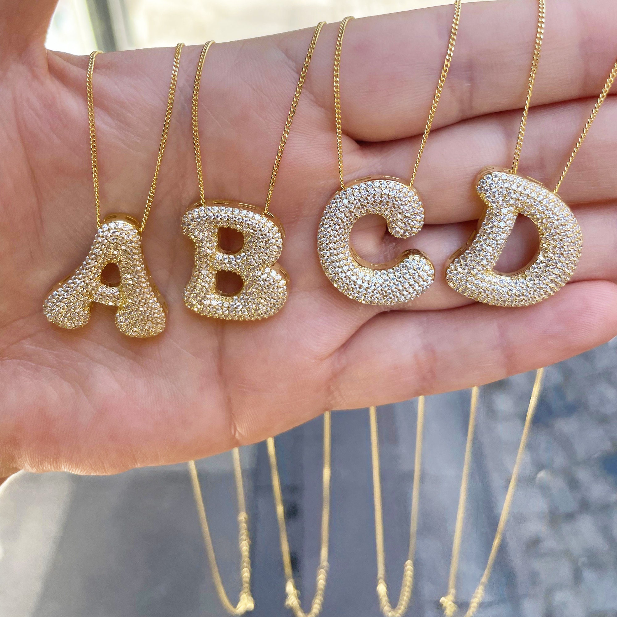 Elegant 925 Sterling Silver Bubble Letter Women's Necklace - Custom Initial Jewelry