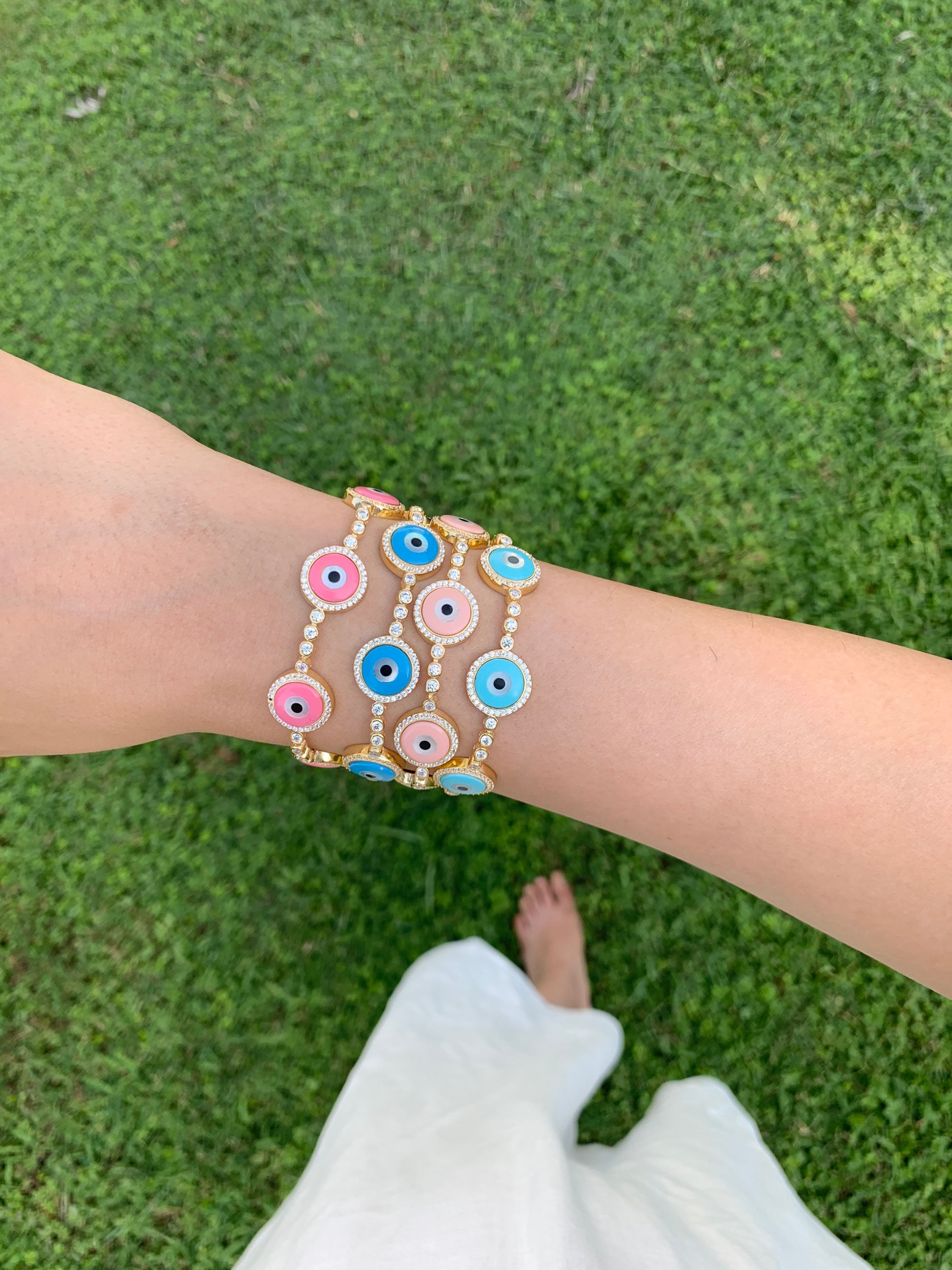 Blue Evil Eye Bracelet Tennis BraceletGreek Eye Charm Etsy