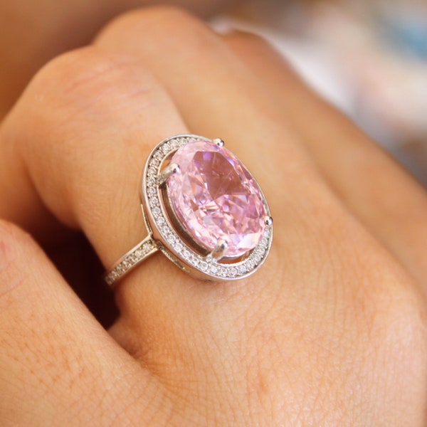 Light Pink Topaz Ring 925, Rings for women 925 sterling silver