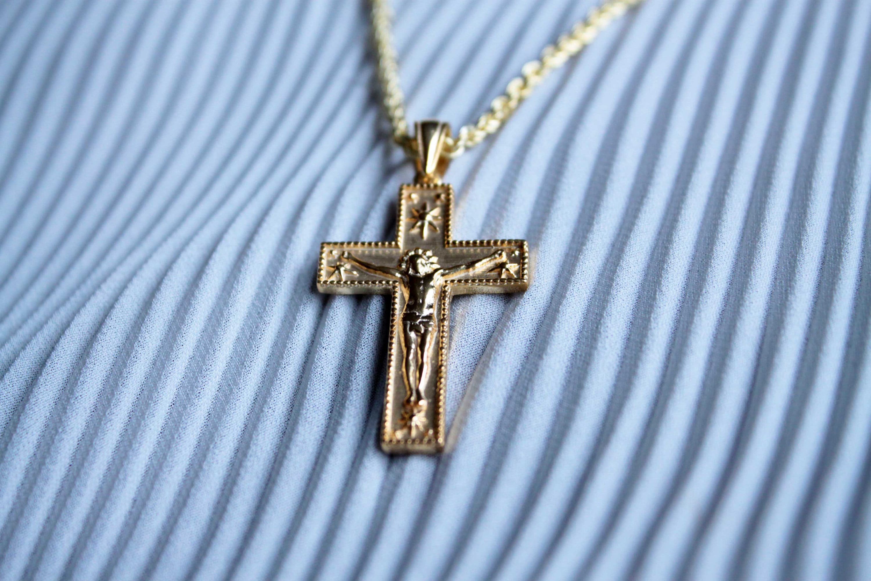 Cross Necklace Women Catholic Jewelry Silver Cross Pendant Etsy