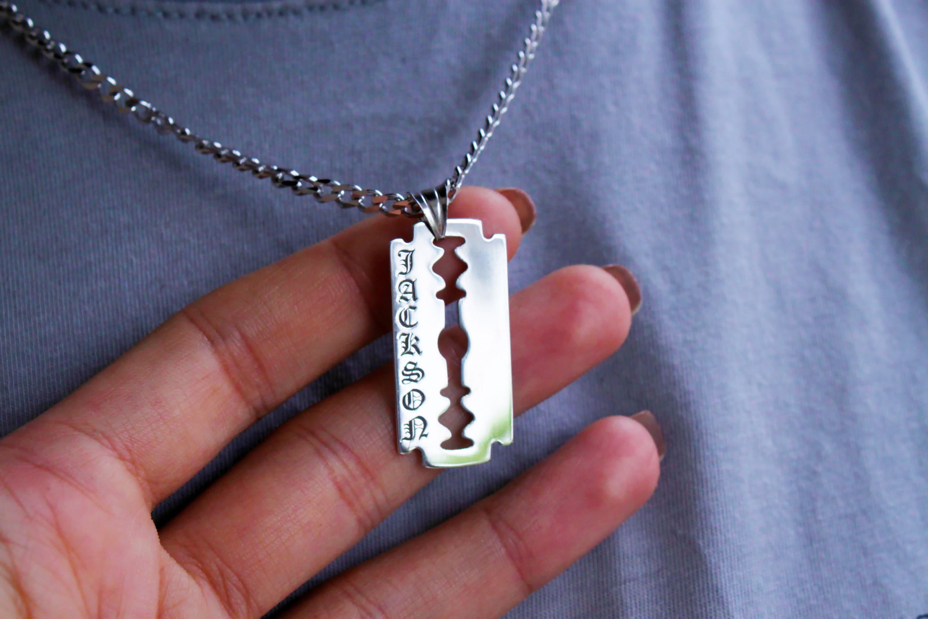 Razor Blade Men Necklace Name Necklace for Mens Husband -  Canada