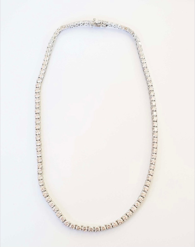 Round Created 925 Solid Sterling Silver Woman Gift for Her Tennis Necklace Tennis Chain 4 mm Cz Diamond Chain Hip Hop Jewelry