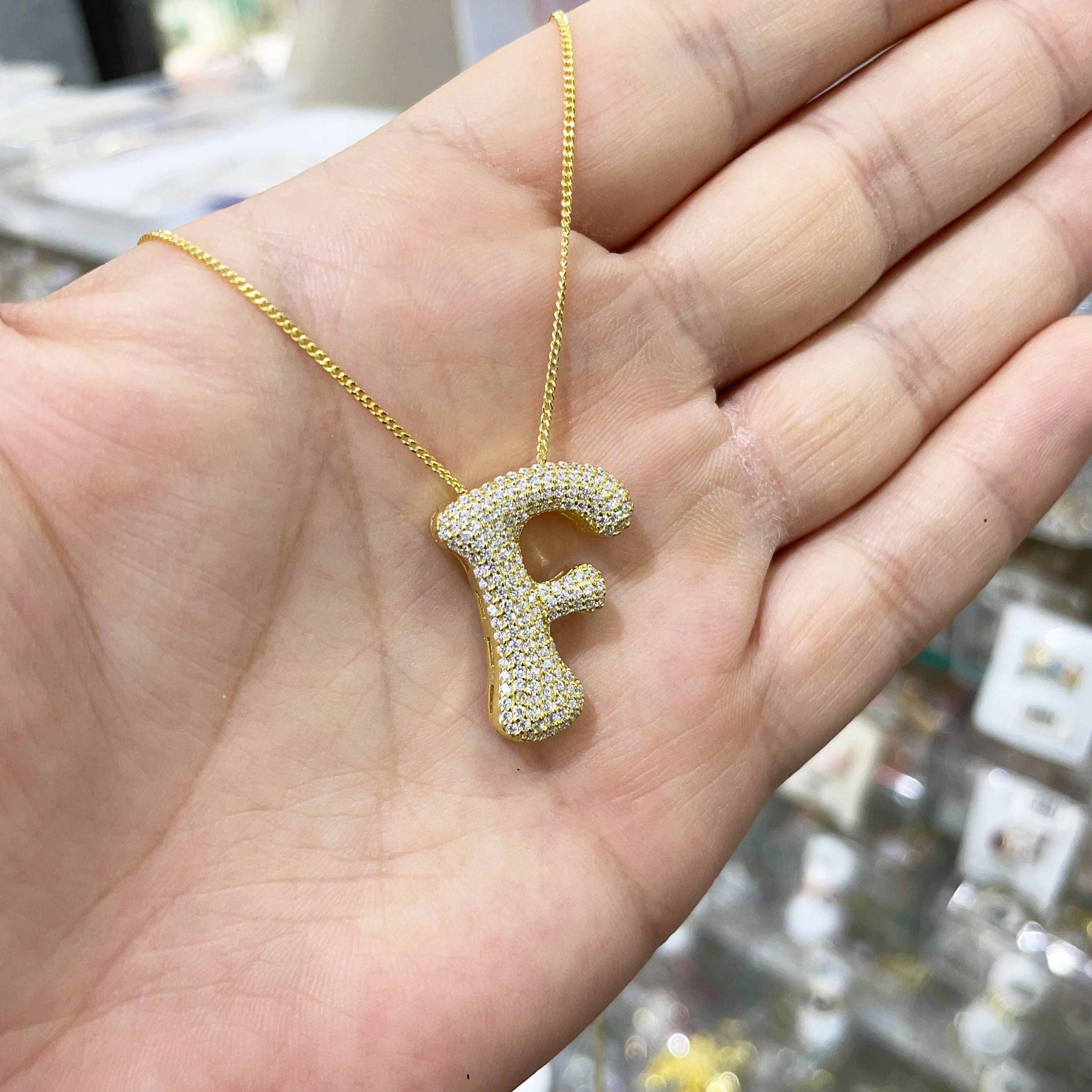 Elegant 925 Sterling Silver Bubble Letter Women's Necklace - Custom Initial Jewelry