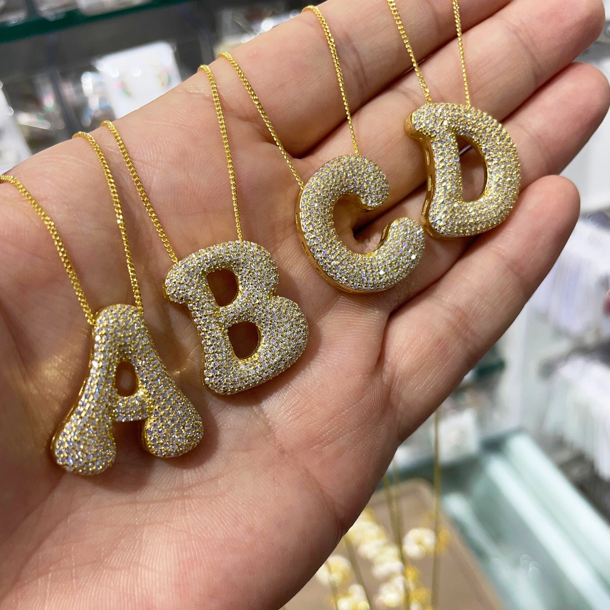 Elegant 925 Sterling Silver Bubble Letter Women's Necklace - Custom Initial Jewelry