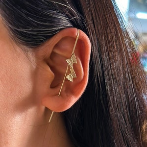 Piercing Earring Butterfly Ear Cuffs, Ear Wrap Crawler Hook 925 Silver, Fashion Women Earring Drop Butterfly Earring Jewelry For Women
