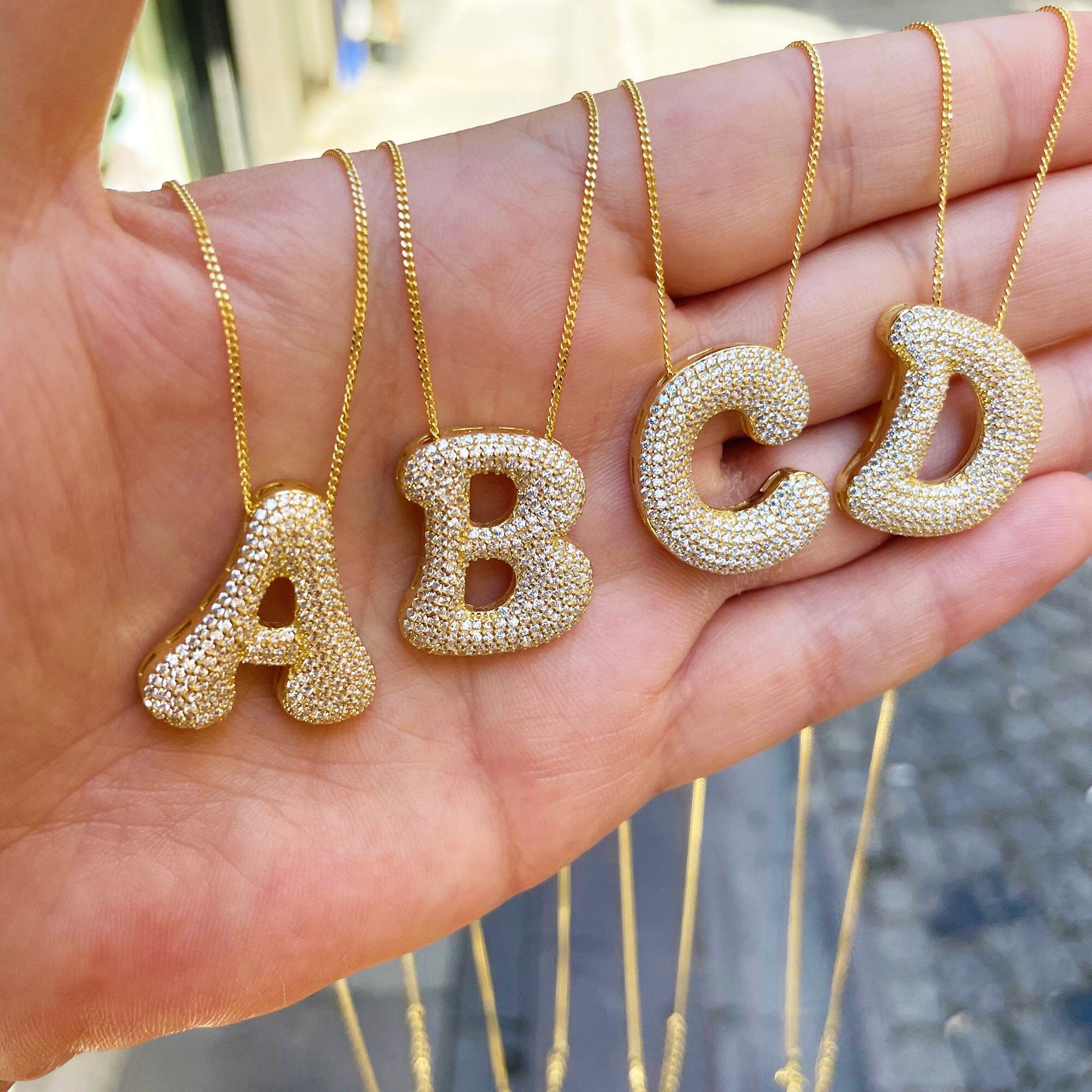 Elegant 925 Sterling Silver Bubble Letter Women's Necklace - Custom Initial Jewelry
