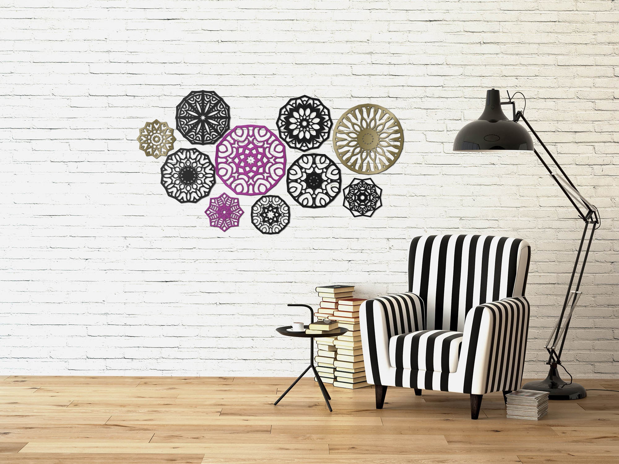 Round wall ornaments set of 10 multicolour wall art living | Etsy