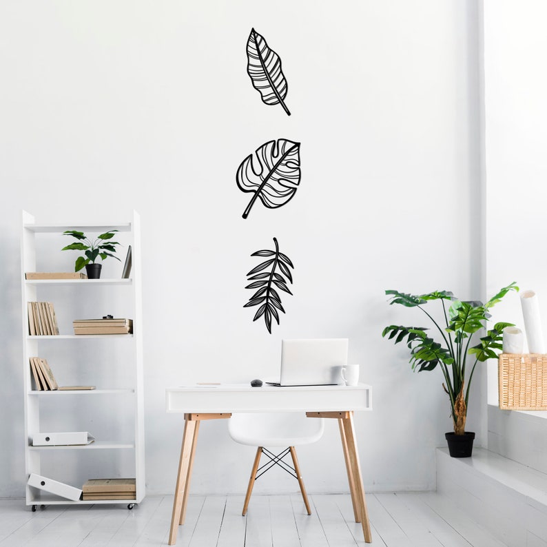 Geometric Wall Decor Leaves/leaf Wood Set/wooden Wall Etsy