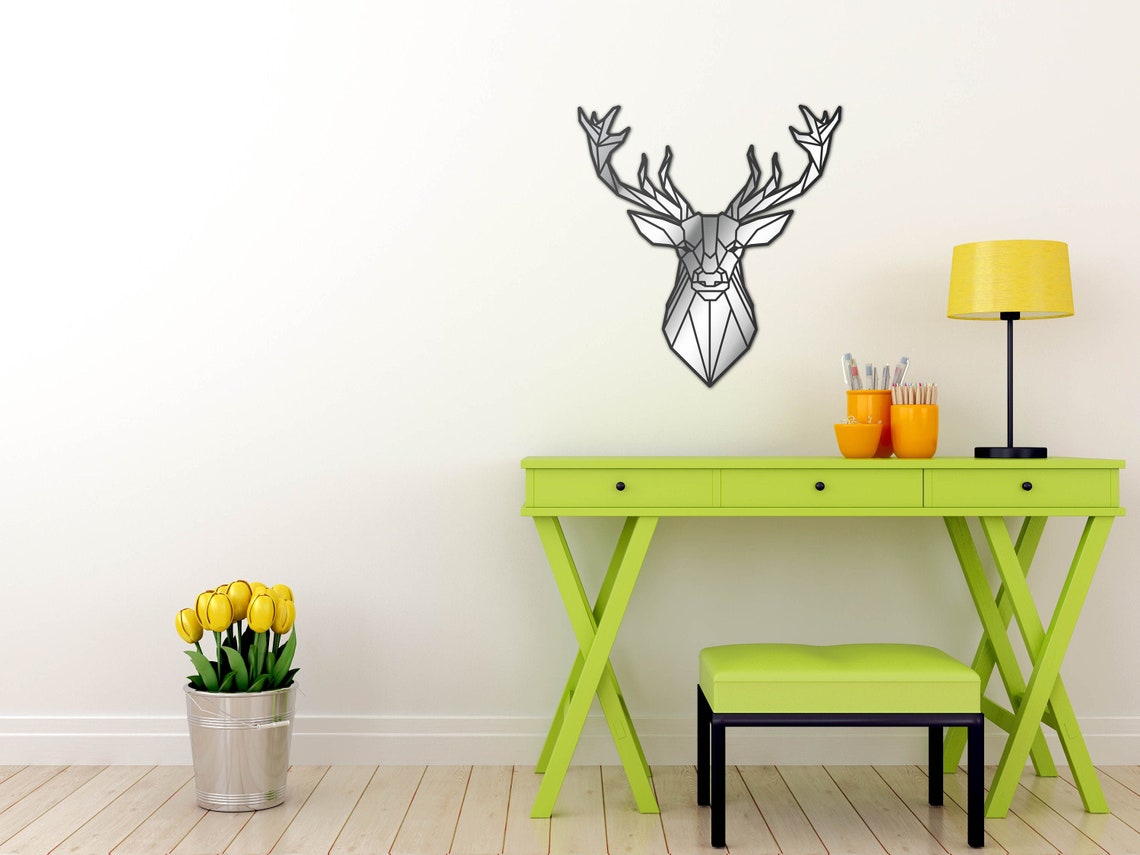 Deer Wall Mirror Geometric Wood Deer Wall Mirror Art Deco - Etsy