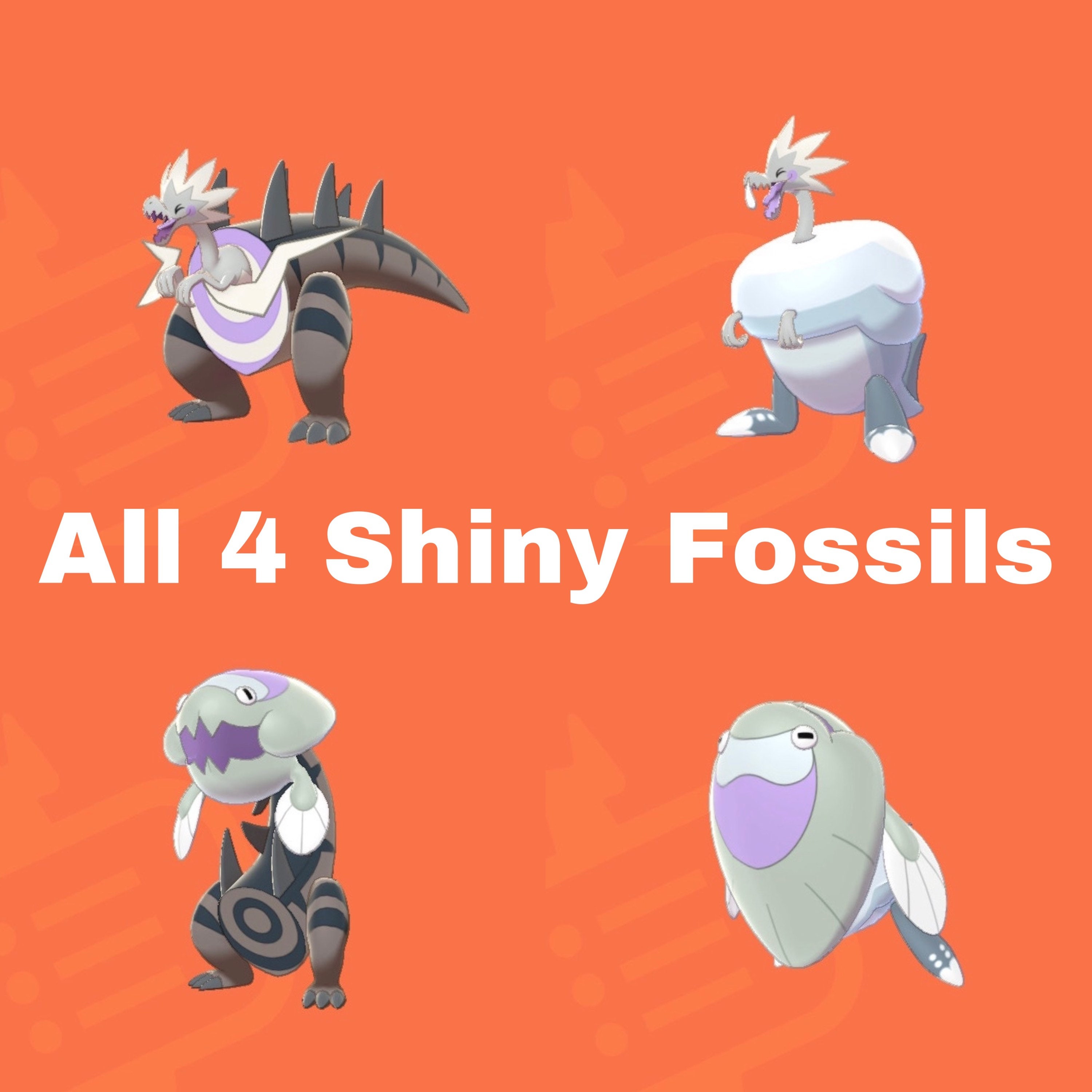 All 4 Shiny Fossils Pokemon Sword And Shield Etsy