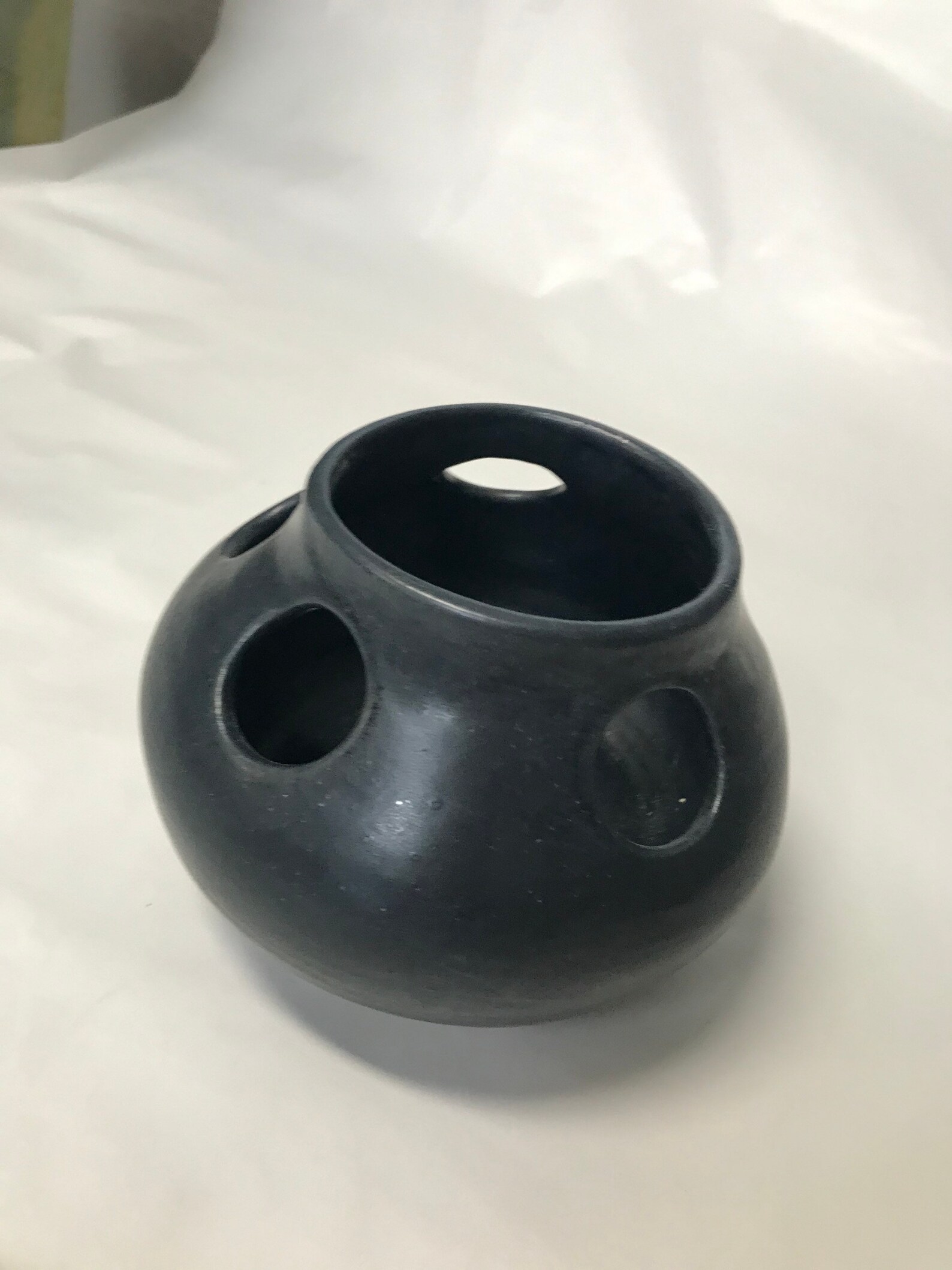 Handbuilt Black Flower Vase With Holes Etsy
