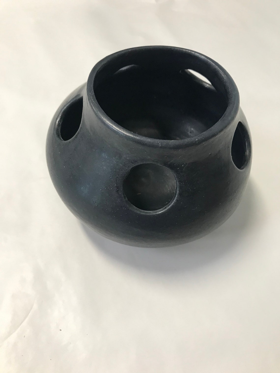 Handbuilt Black Flower Vase With Holes Etsy