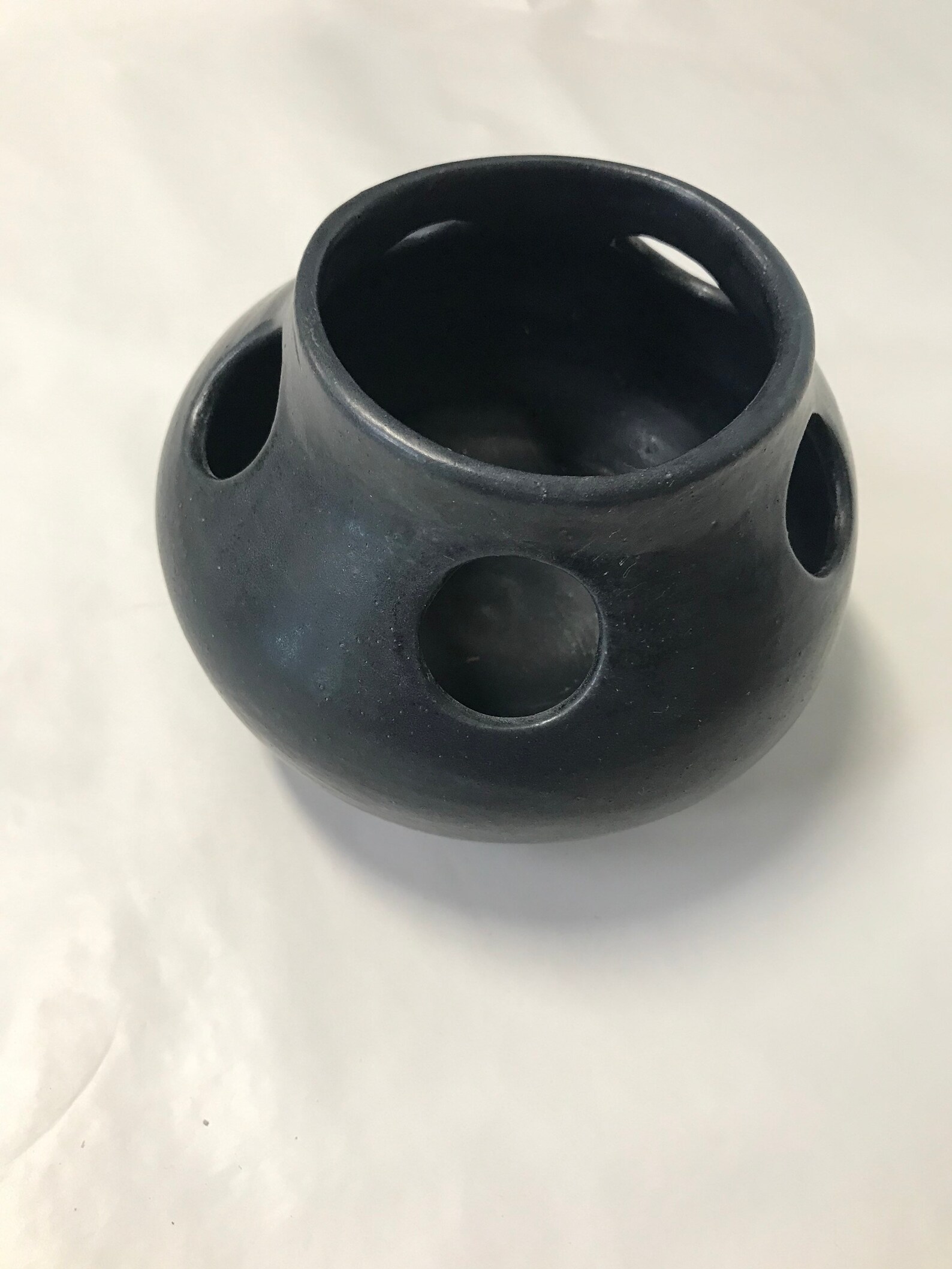 Handbuilt Black Flower Vase With Holes Etsy