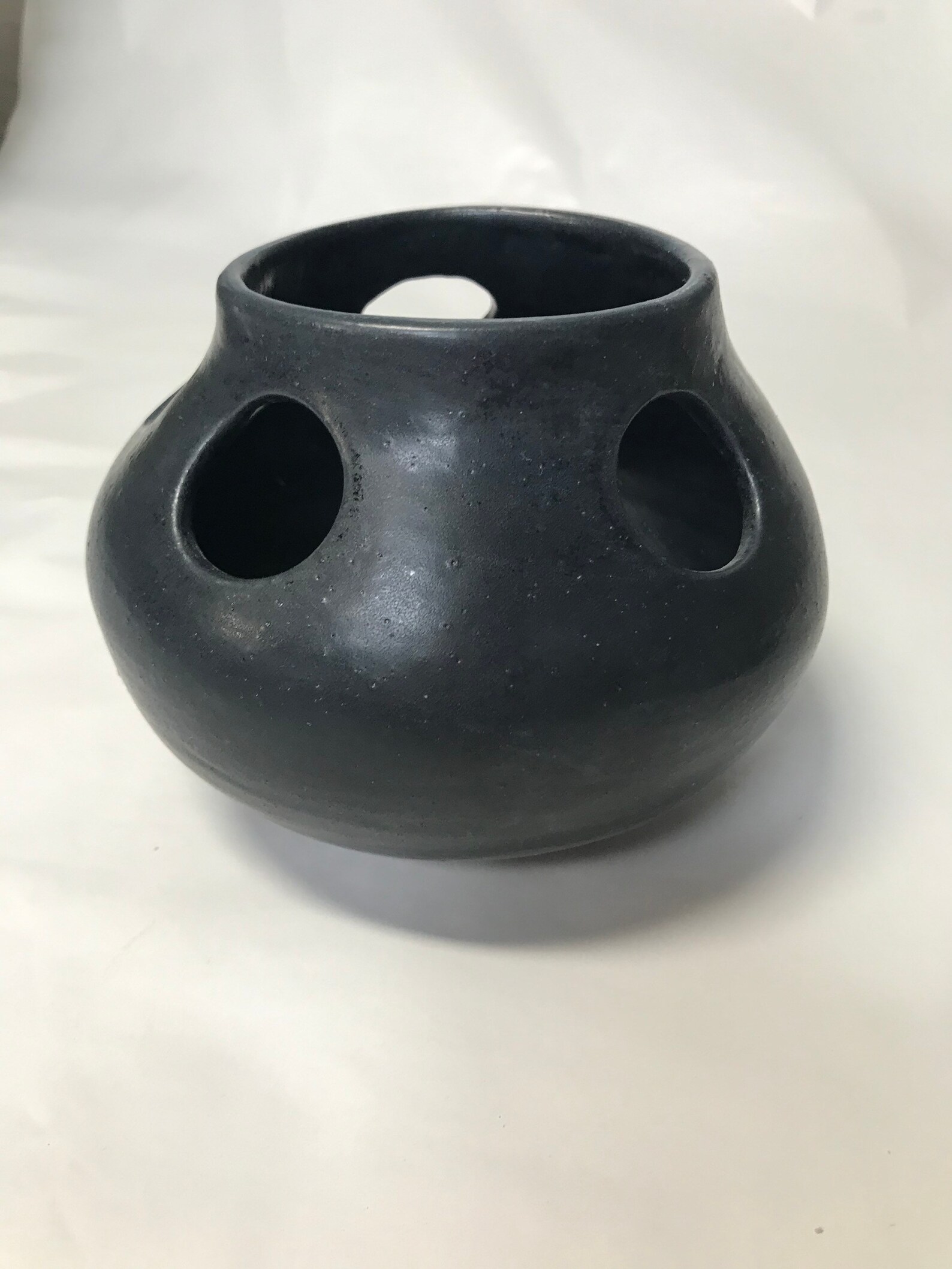 Handbuilt Black Flower Vase With Holes Etsy